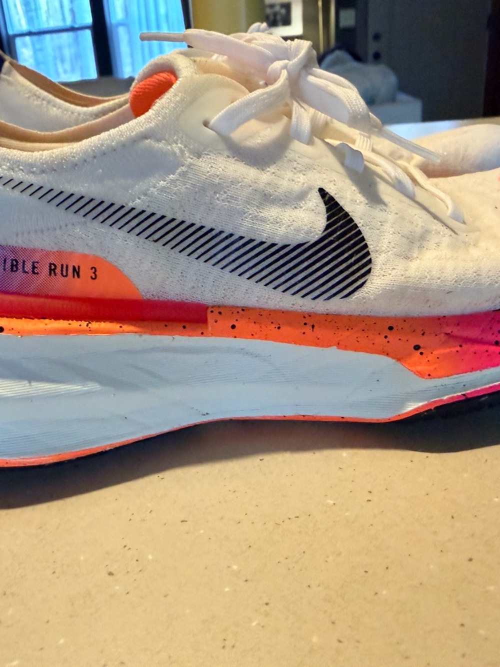 Nike Women’s Invincible Run 3 White with Pink and Orange Accents - Picture 2 of 8
